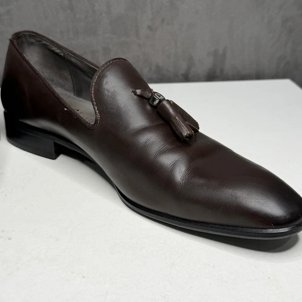 CR7 Cristiano Ronaldo Tassel Loafers Men 10 Dark Brown Leather Shoes Portugal